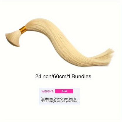 45.72-71.12 cm No Weft Braiding Hair Bulk, Blonde Human Hair Extensions, 50g/100g Pack for Women