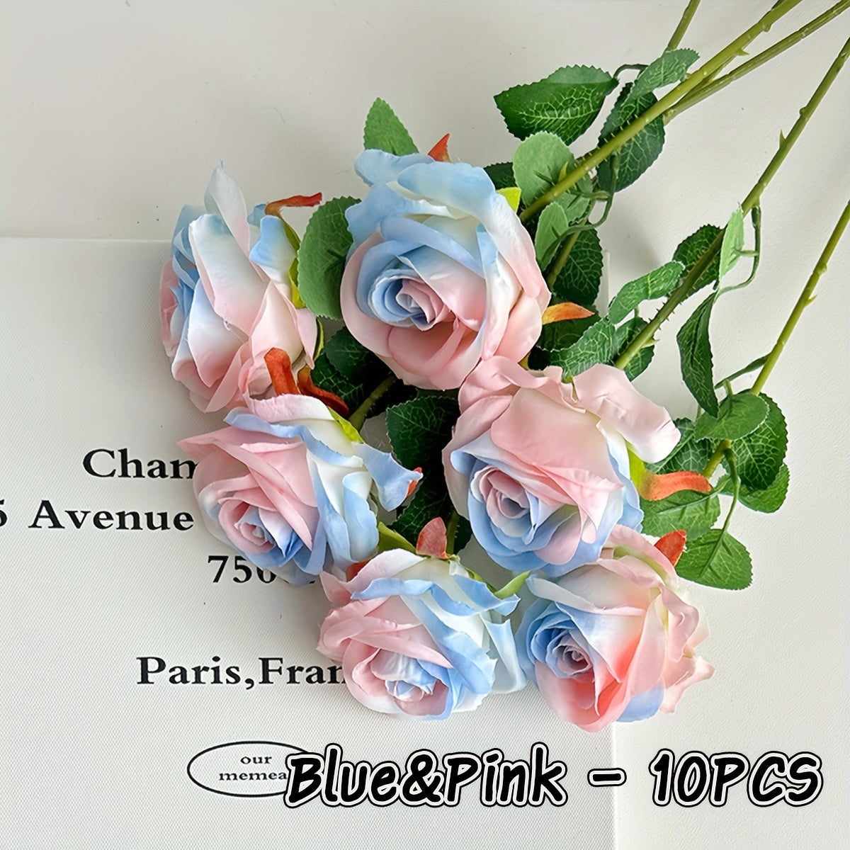 Roses: 10 Decorative Faux Roses with Soft Thron Stems, 51.05cm, Ideal for Wedding Decoration and Home Décor