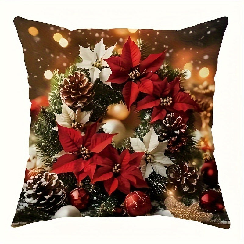 Add a touch of holiday charm with this Cozy Linen Christmas Throw Pillow Cover featuring a Vintage Floral & Bell Design in Soft Velvet. In beautiful shades of Red & Yellow, with a convenient Zip Closure, this cover is a perfect addition to your Living