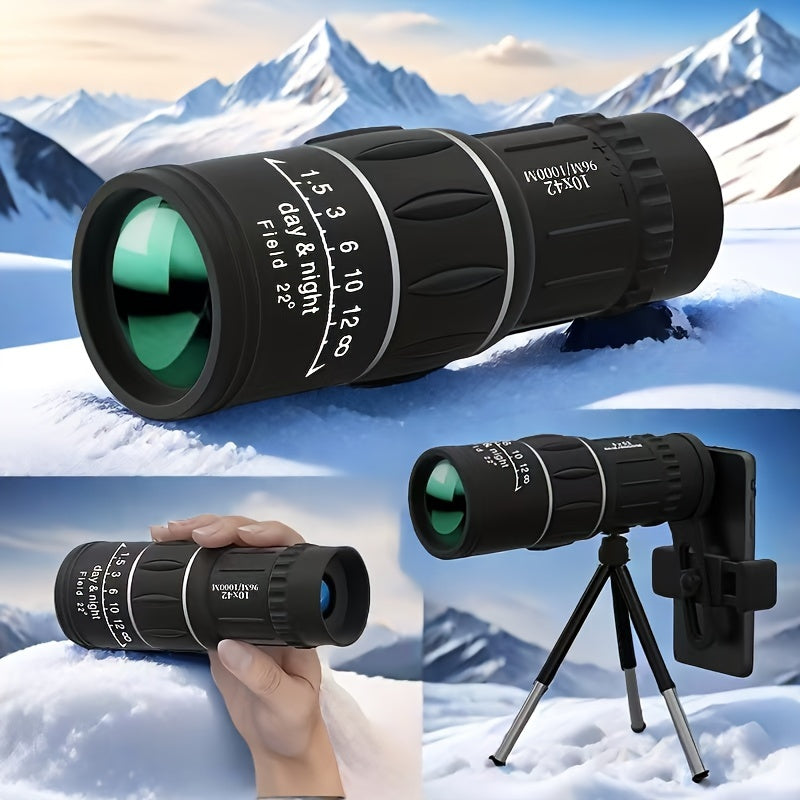 Portable monocular telescope with 10X magnification and 42mm objective lens - great for travel & camping, perfect gift for family and friends.