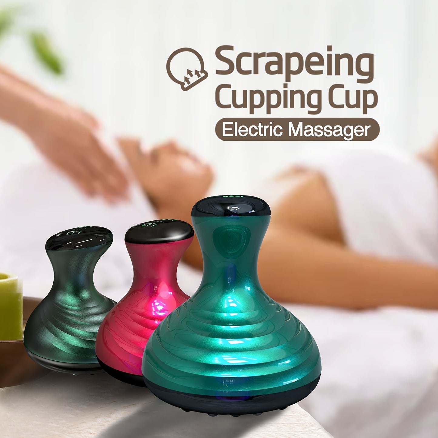 Electric heating vacuum cupping massage device with 9 levels of temperature and suction.