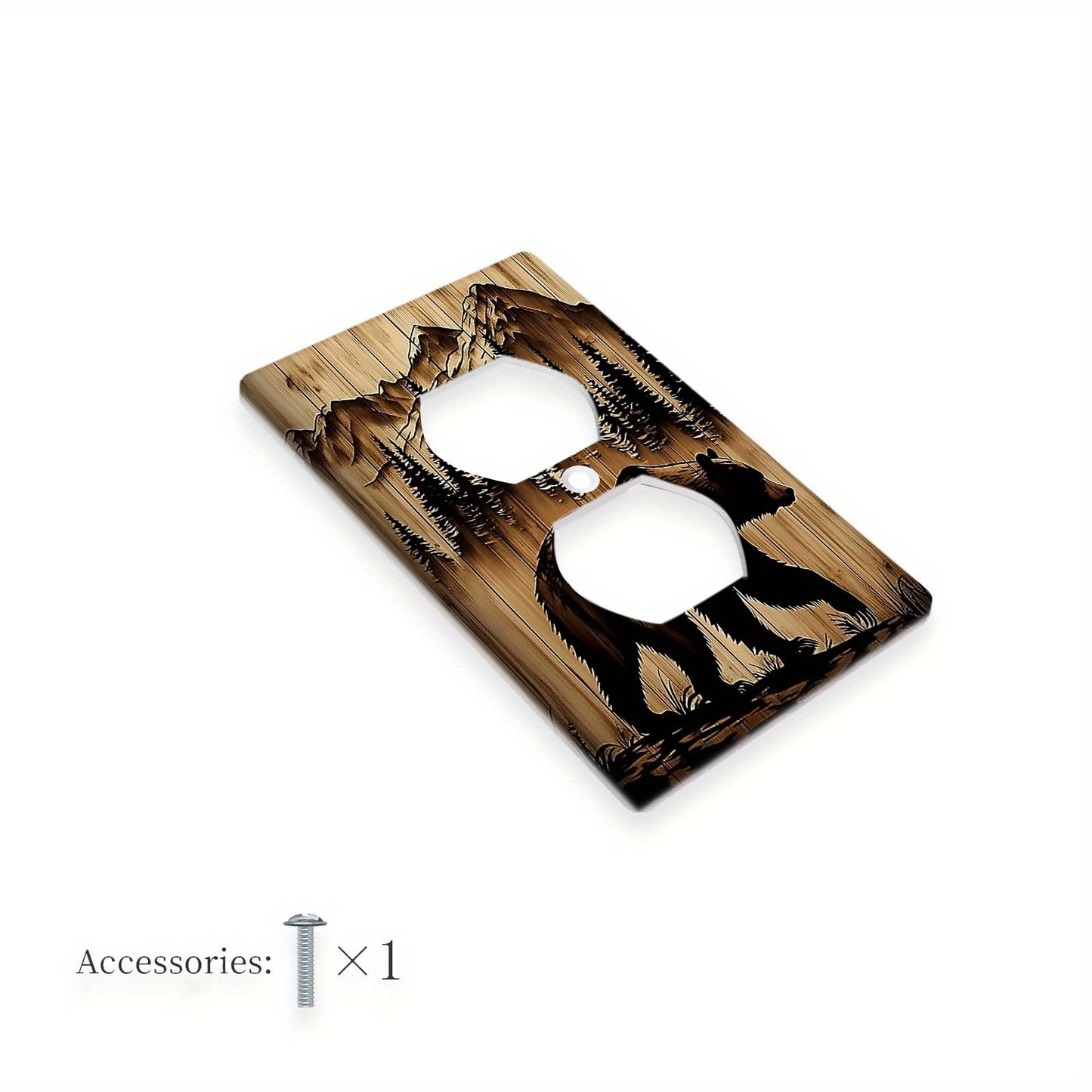 Durable polycarbonate bear pattern wallplate for light switch cover. Can be used indoors or outdoors, no electricity needed. Available in single or double gang, sold in packs of 1.