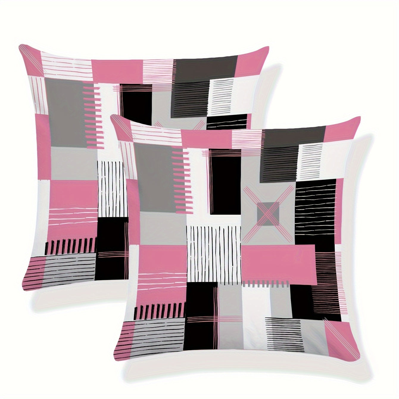 2 geometric square polyester cushion covers for bedroom and living room.  No pillow core included.