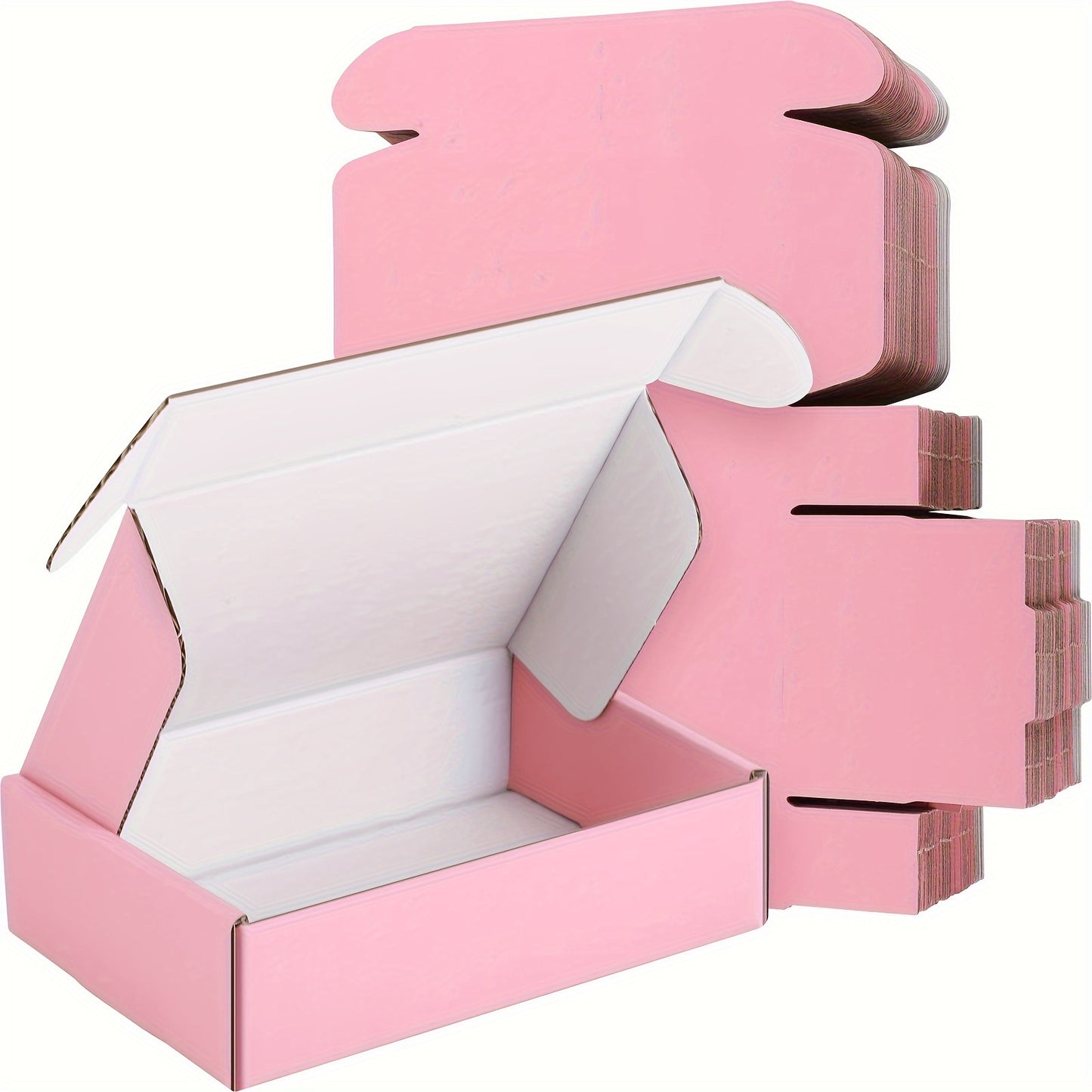 Pack of 10/15/20 Pink Corrugated Cardboard Shipping Boxes, 19.99 x 12.98 x 3.0 cm - Ideal for Jewelry, Cosmetics & Small Items - Perfect for Business & Personal Use, Gift Packaging|Sturdy &