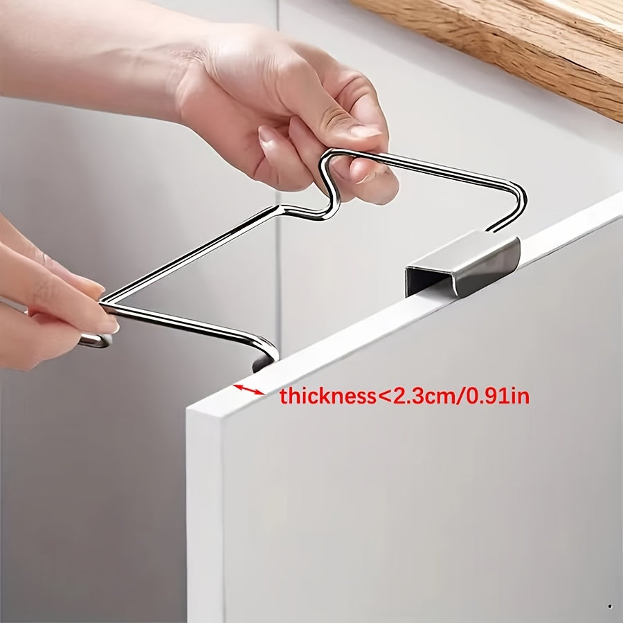 Stainless Steel Bag Holder Organizer for Cabinet Door, Hanging Plastic Bag Storage Rack, Multi-functional No-Drill Shelf for Kitchen