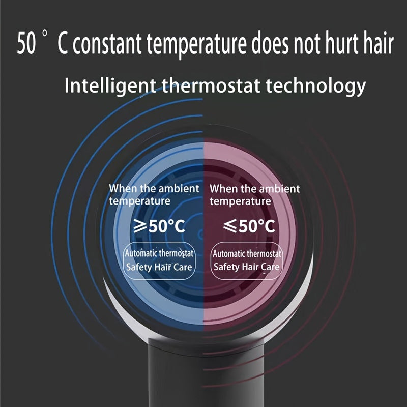 1pc Professional Hair Dryer with LED Digital Display, 8000W Brushless Motor, Fast Drying, Low Noise Magnetic Nozzle, Ionic Negative Temperature Control, Hair Protection, Foldable Handle