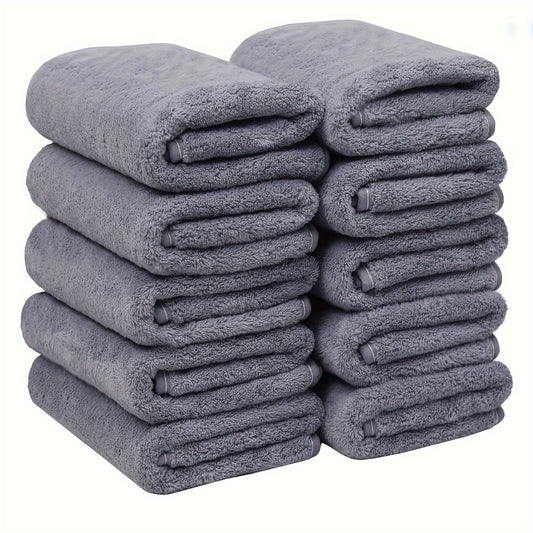 Soft and absorbent hand towel set (5/10pcs) for bathroom, gym, hotel, and spa. Made of durable polyester with contemporary design.