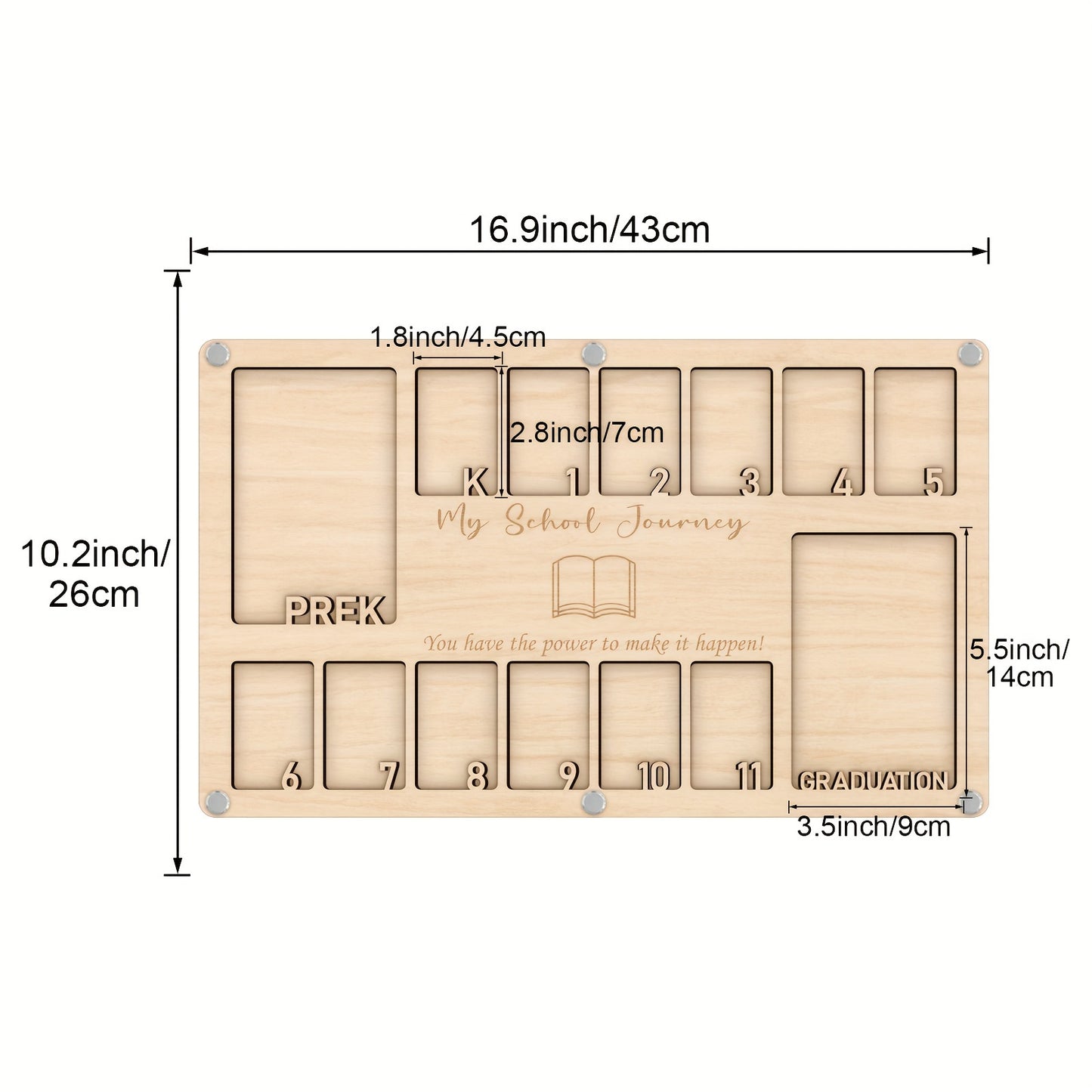 Memory Board: Pre-K to Graduation - Wooden Photo Frame