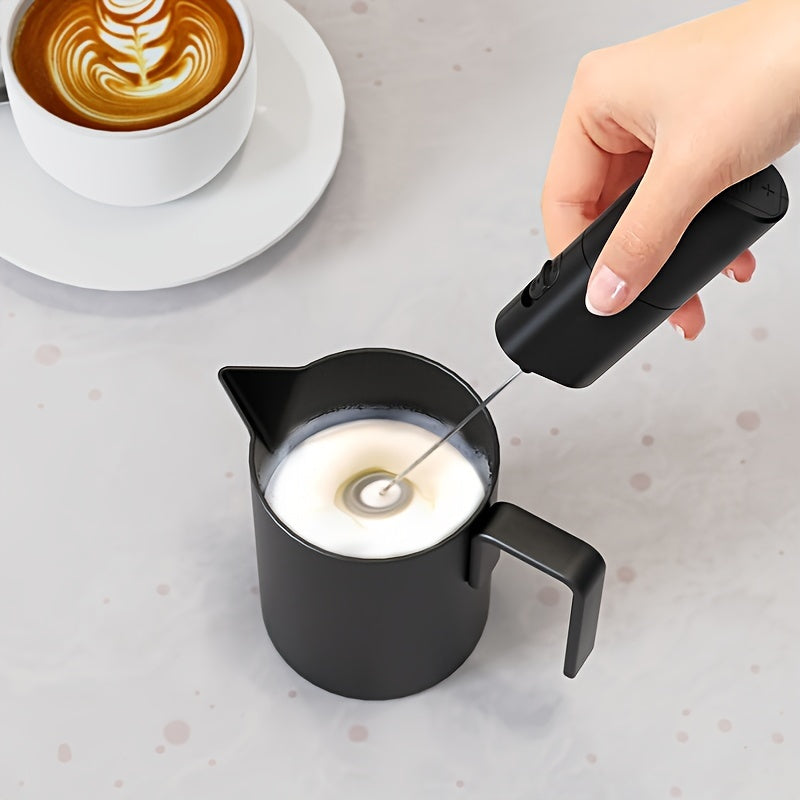 Cheer Moda Electric Milk Frother is a stylish black handheld cream whisk with sleek design. It is battery-operated (AA batteries not included) and perfect for creating coffee and latte art. Dimensions are 3.48cm x 2.24cm x 7.8, made by Cheer Moda.