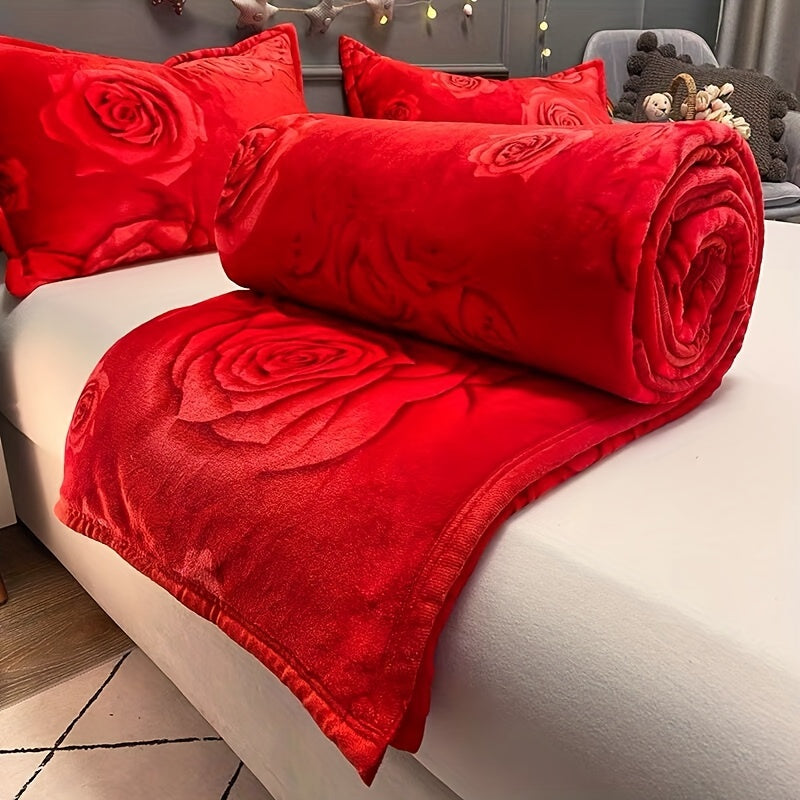 Indulgent Red Flannel Throw Blanket - Plush, Inviting & Snug for Sofa, Bed, Workspace, and On-the-Go - Ideal Winter Present