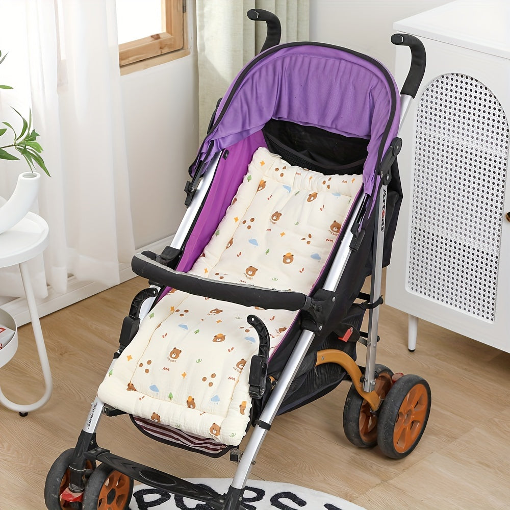 Cozy double-sided stroller cushion with plush bean-lining for car seats and travel support.