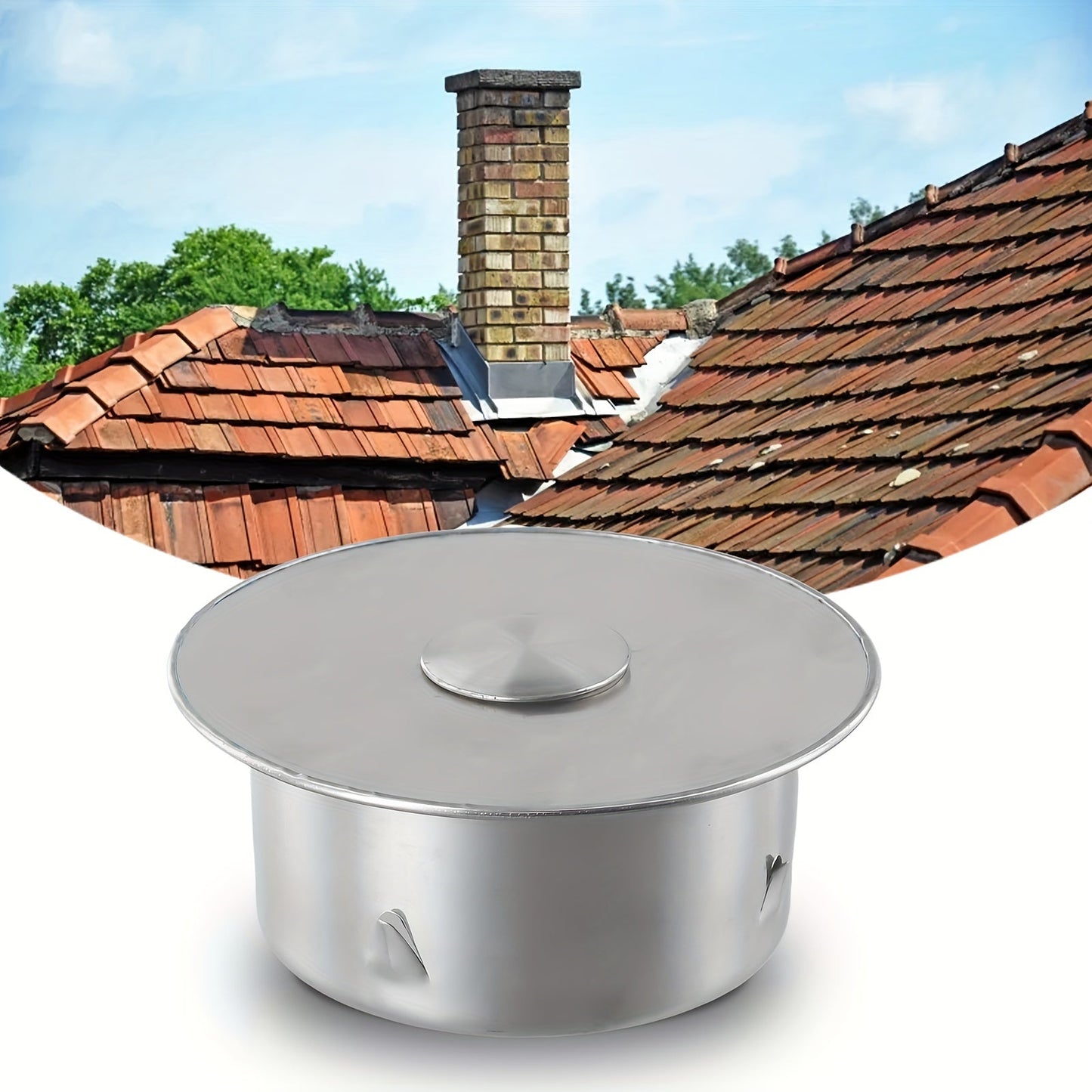 A durable Stainless Steel Chimney Cover for 90mm/110mm Stove Pipe closure, featuring a Metal Flue Pipe Cap for optimal weatherproof outdoor protection. Perfect for a winter holiday gift.