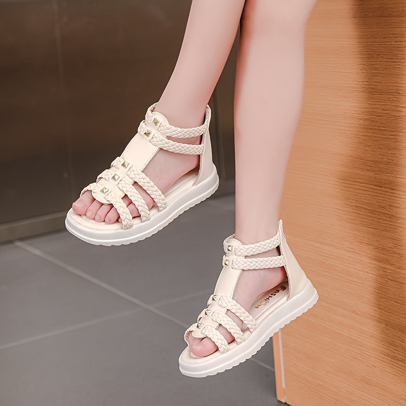 Stylish open-toe sandals with non-slip sole for girls on beach holiday.