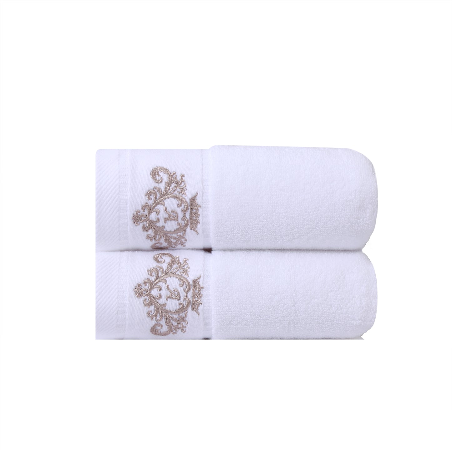 Crown Pattern Cotton Towel Set - Soft, Absorbent, Durable - Ideal for Family Use - Includes Hand and Bath Towels - 34.8x74.93cm and 70.1x139.7cm - Bathroom Accessories