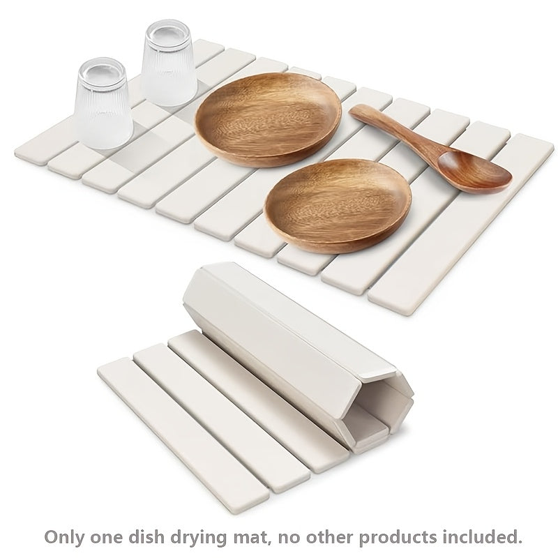 Get the best drying mat for your kitchen and bathroom with the 1pc Diatomaceous Earth Dish Drying Mat! This 60.96x40.64cm pad is foldable, absorbent, and features a non-slip grip to keep your dishes secure. Perfect for Christmas and everyday use.