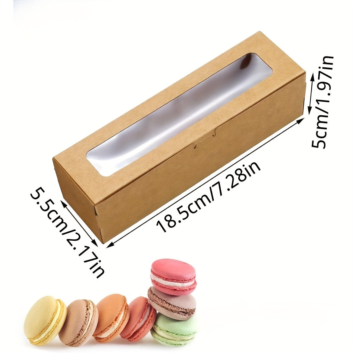 Pack of 25 Disposable Paper Pastry Containers with Flip Top lids for 6-8 Macarons. Made of food-grade material, perfect for holiday gift packaging for Christmas, Halloween, and Easter. Ideal for home baking and restaurants.