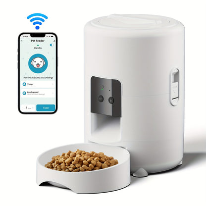 2L Pet Feeder with Tuya App - Wi-Fi enabled, USB powered. Allows remote control for small pets. Plug not included.