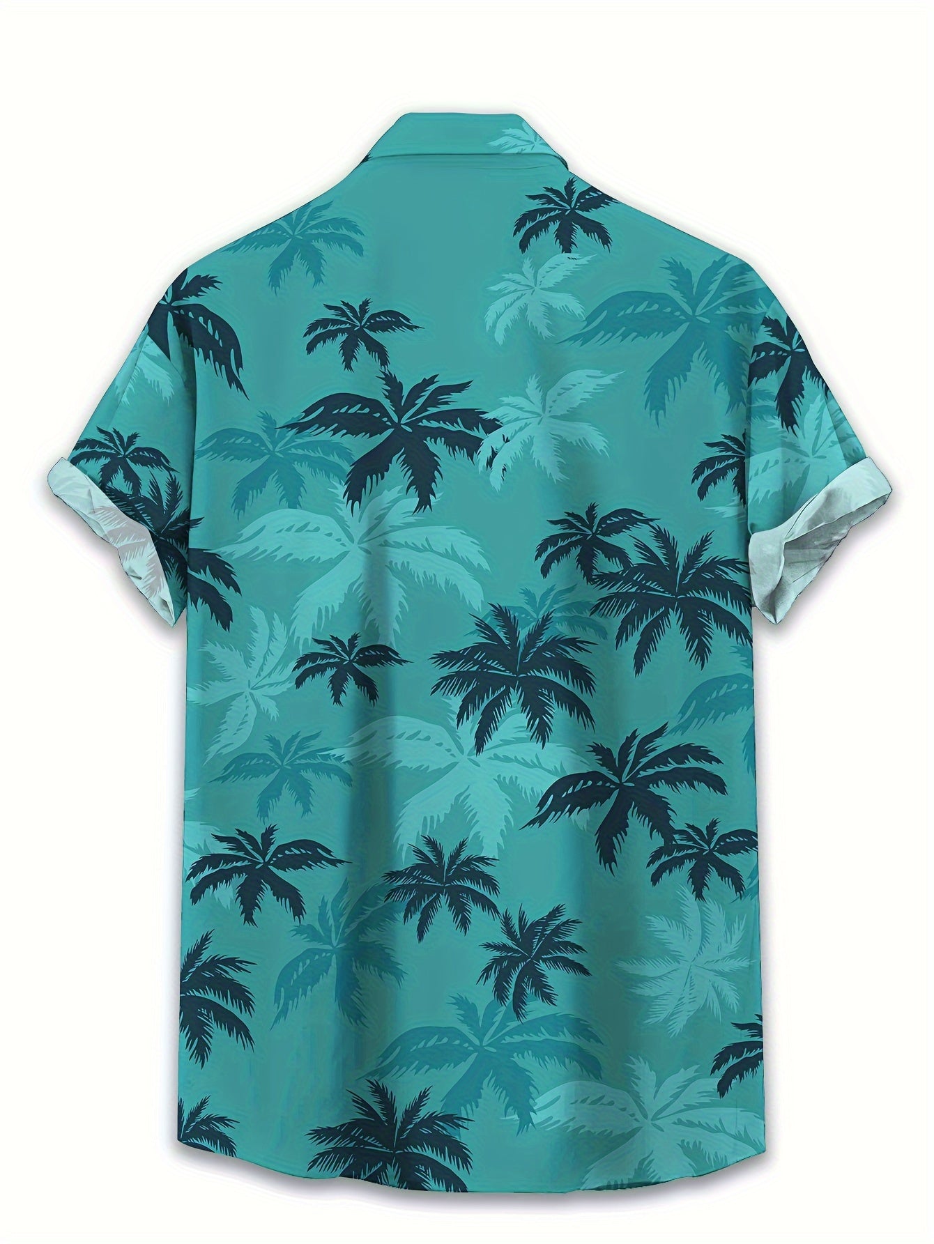 Men's Coconut Tree Print Short Sleeve Button Casual Lapel Shirt, Versatile for Dates, Beach Holidays, or as Gifts.