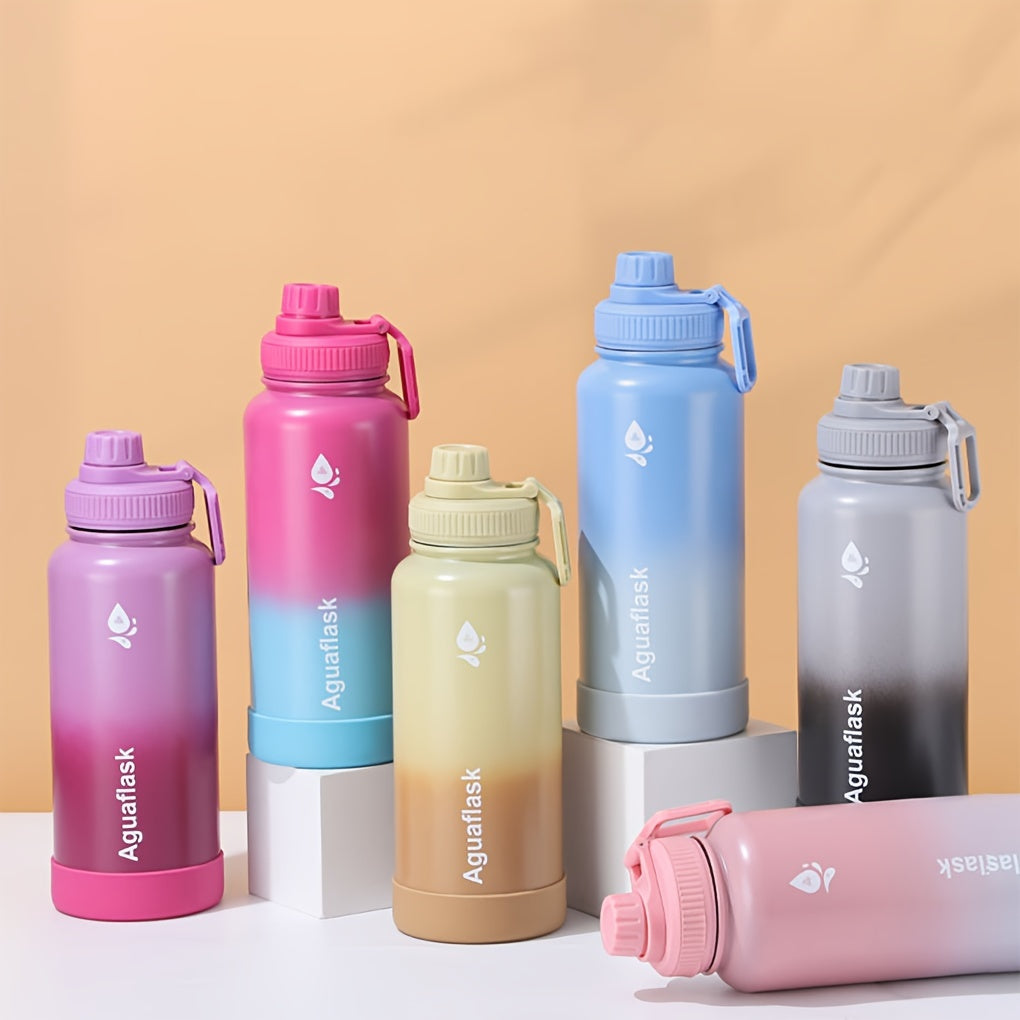 500ml stainless steel water bottle with lid, reusable, hand wash only, vacuum insulated, holiday theme, portable sports flask.