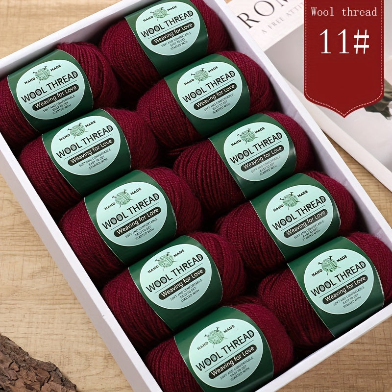 10 pieces of Australian yarn, each pack weighing approximately 500g with 10 balls. It has a moderate thickness, is easy to knit, soft, and warm. Ideal for crocheting sweaters, coats, vests