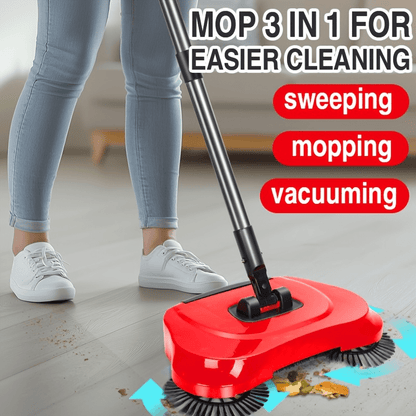 The Multi-Functional Manual Broom & Vacuum Cleaner is a versatile cleaning tool with a long handle and automatic depth cleaning system. It is designed for efficient sweeping, mopping, and vacuuming on hardwood floors, tiles, kitchens, and bathrooms in