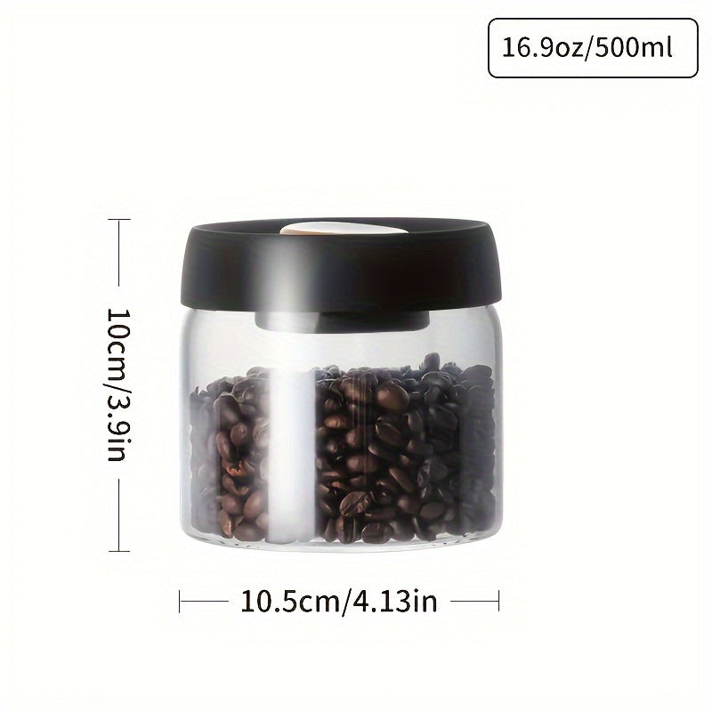 High-Quality Borosilicate Glass Vacuum Jar for Coffee Beans and Kitchen Storage - Available in 500ml, 900ml, 1200ml, and 1800ml Capacities - Transparent, Durable, and Ideal for Preserving Freshness and Aroma