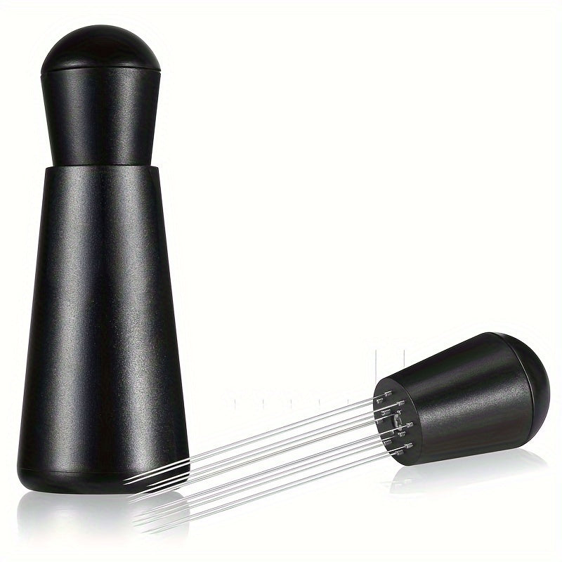 Adjustable Stainless Steel Espresso Coffee Tamper Needle Distributor with Comfort Grip Handle, Detachable for Easy Cleaning - Number of Needles Can be Adjusted, Anti-Slip Design