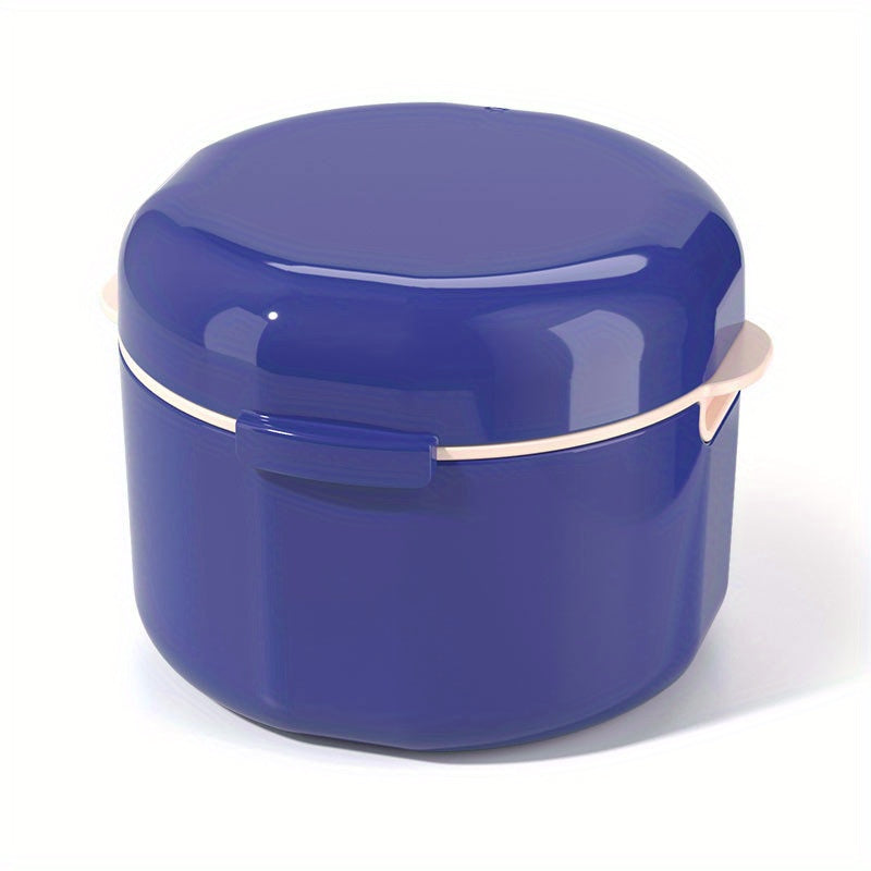 Two-layer denture cleaning case with lid; portable and leak-proof.