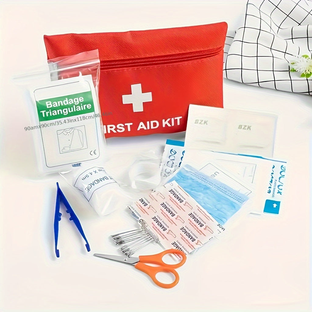 Exclusive freight discount for 1pc Comprehensive First Aid Kit for Home, Car, Camping & Hiking. Includes essential supplies, scissors, and tweezers. Durable, portable, and available in 2