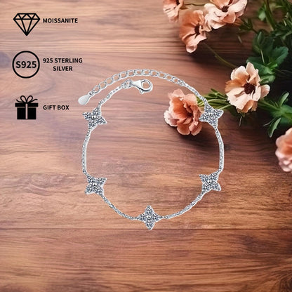 This stunning S925 Sterling Silver Moissanite Hexagonal Star Bracelet is the ideal gift for Mother's Day, Valentine's Day, any travel adventure, vacation, birthday celebration, or family gathering.