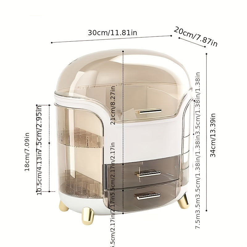 1-piece dustproof makeup organizer, clear cosmetic storage box.