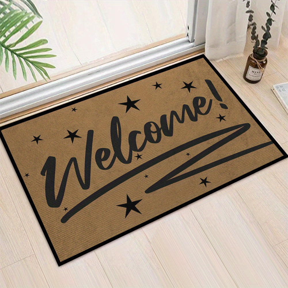 One-piece non-slip Welcome Door Mat designed for indoor and outdoor use. Machine washable and suitable for multiple areas such as family room, living room, kitchen, bedroom, farmhouse, hallway, and laundry room. Perfect for keeping your floors clean and