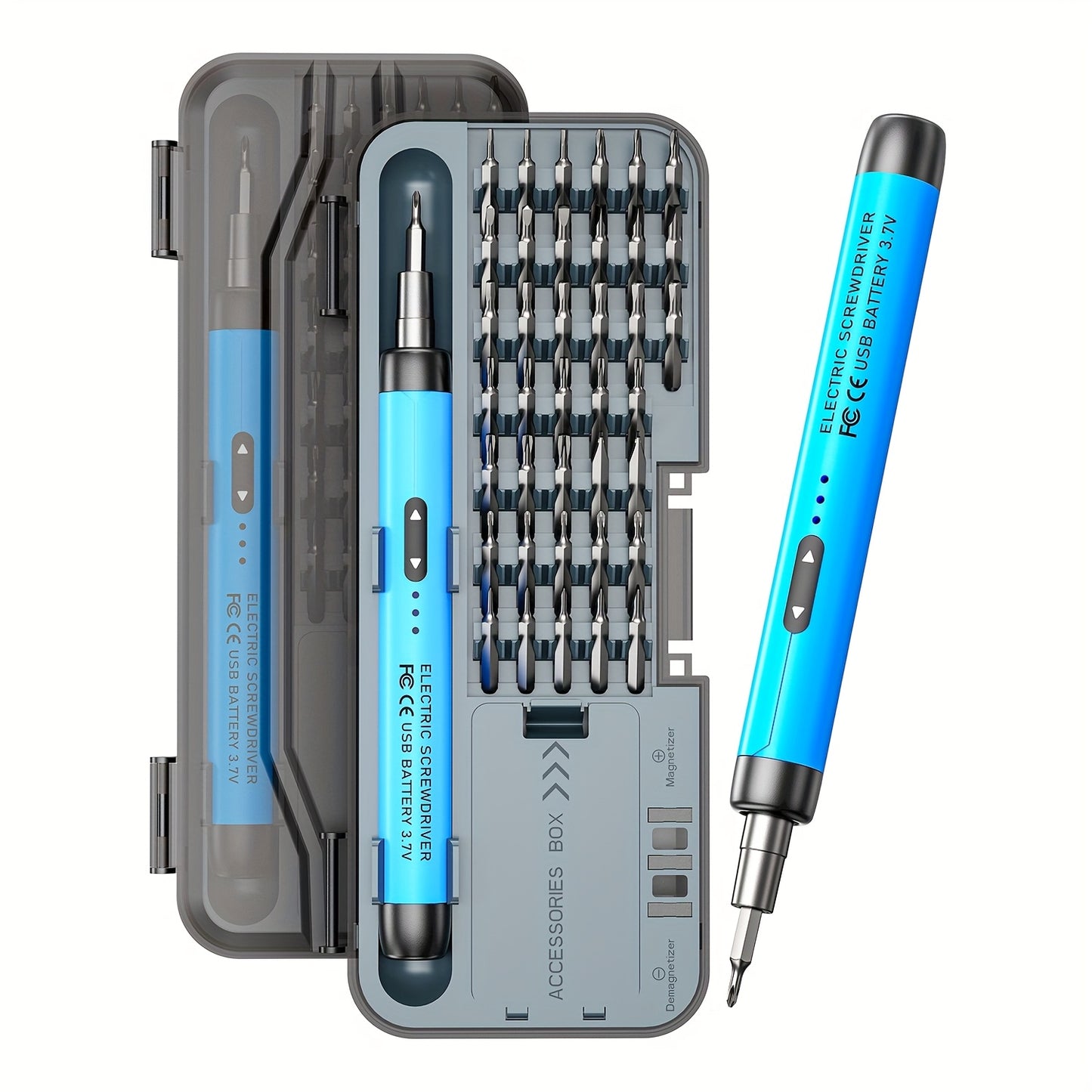 Multifunctional cordless electric screwdriver set with high torque and rechargeable lithium battery for home use.