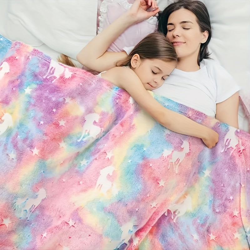 Experience the ultimate comfort with our Cozy Glow-in-the-Dark Flannel Blanket. This soft, lightweight, and warm blanket is perfect for all seasons and is ideal for naps, home lounging, sofa bed snuggling, birthdays, holidays, and travel. It also makes a