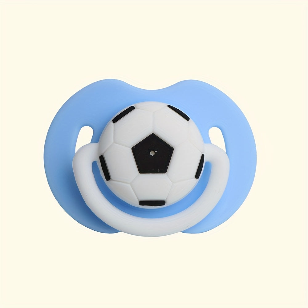 Soccer Ball Design Silicone Pacifier for Ages 0-6 - Single-piece Construction, Simple to Wash, Gentle on Teeth, Comes in Red, Blue, Green, Pink