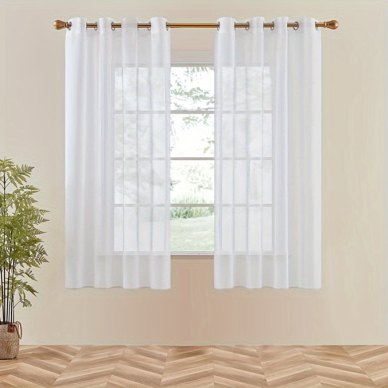 Set of 2 Grommet Top Sheer Curtains Perfect for Living Room, Bedroom, and Kitchen. Made with Soft Sheer Fabric for a Chic Window Treatment and Home Decor.