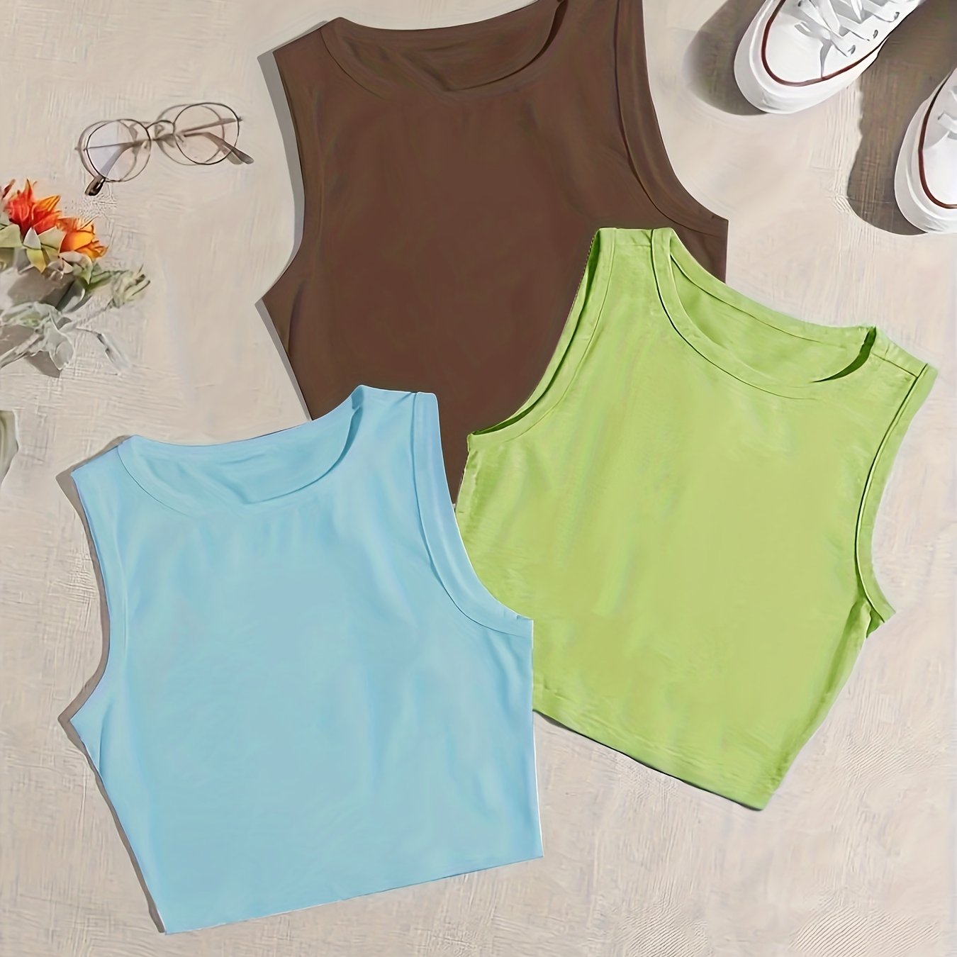 Casual 3-pack women's crew neck tank tops