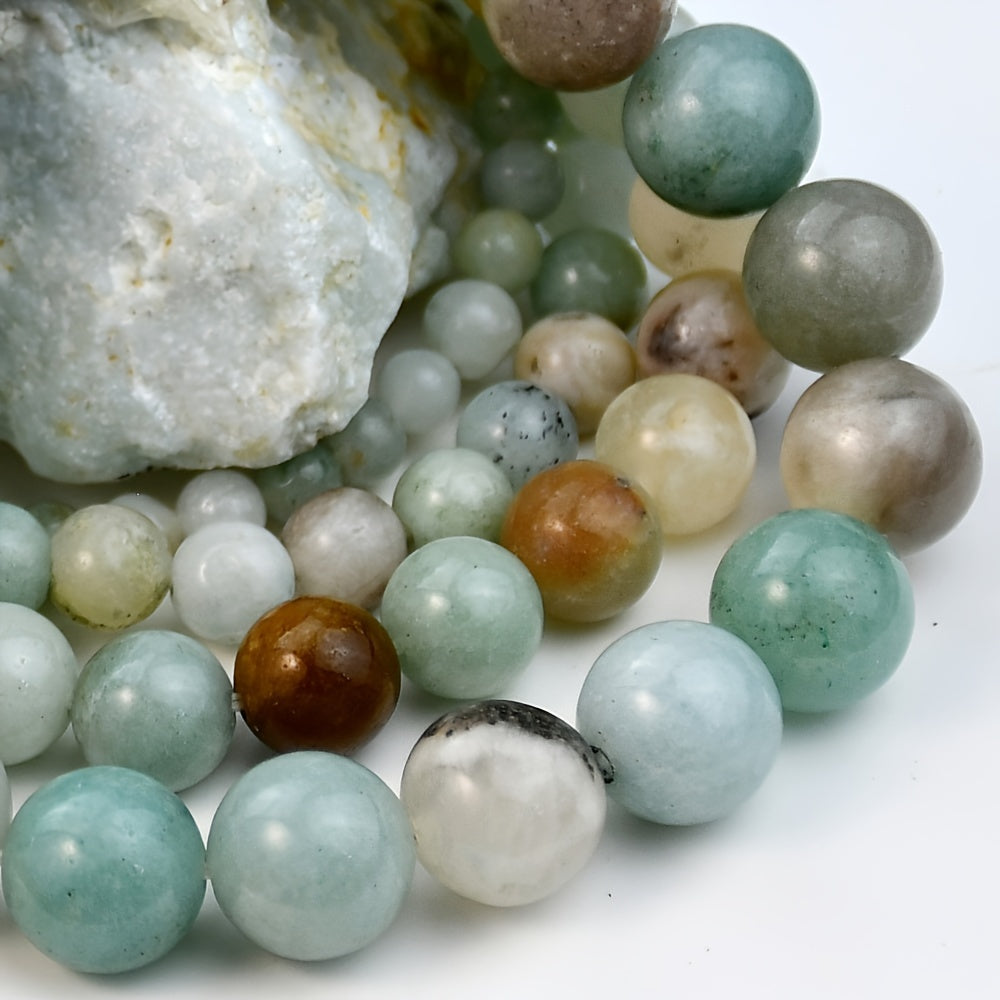 Set of 4 Bracelets made with Natural Amazonite Beads, Perfect for Boho Vacation Style, Ideal for May Birthdays, Unplated, Great for Everyday and St. Patrick's Day Wear