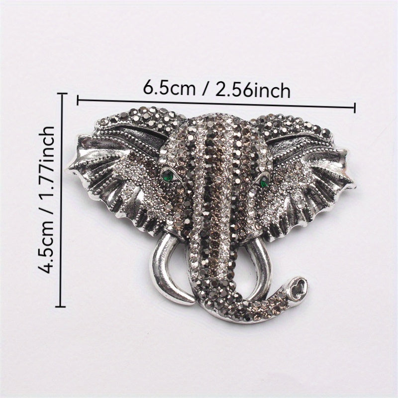 Stylish Elephant Brooch Pin featuring Rhinestones - Exquisite Enamel Design with a Touch of Luxury, Ideal for Fall and Winter Fashion Accentuation