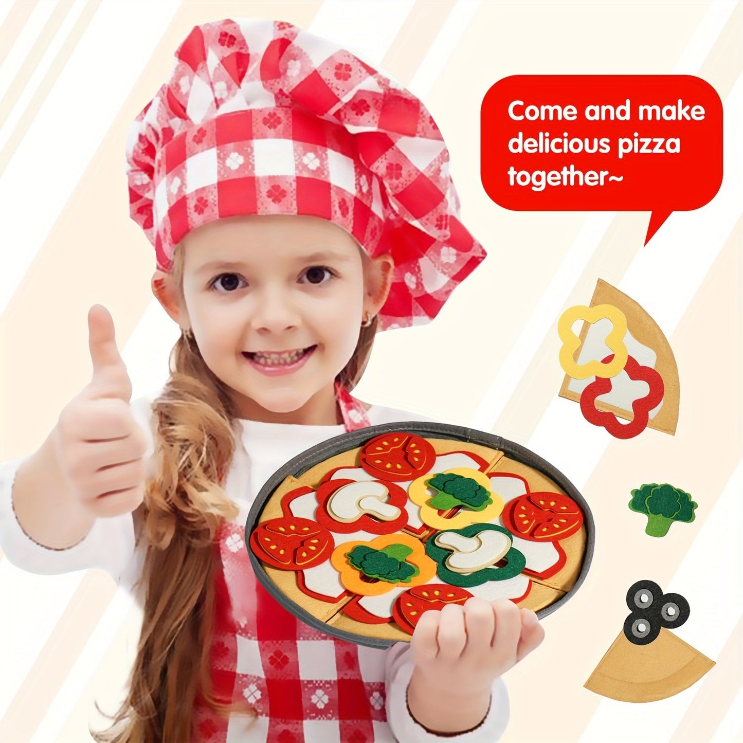 41-piece Velvet Pizza Toy Set for Children's Kitchen Roleplay, Includes Simulation Food Toys for Interactive Pretend Play Games, Perfect for Boys and Girls as Birthday or Christmas Gifts.