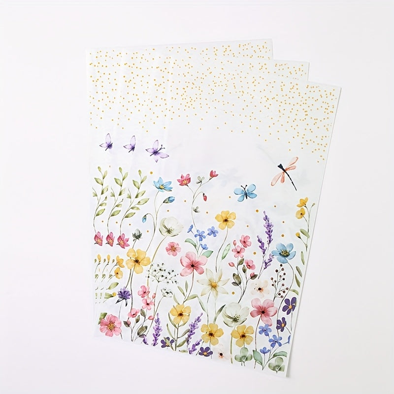 10/25/50pcs of Wildflowers Theme Plastic Gift Bags with Leaf and Flower Design - Punch Hole Handle, ideal for Mother's Day, Weddings, Birthdays.