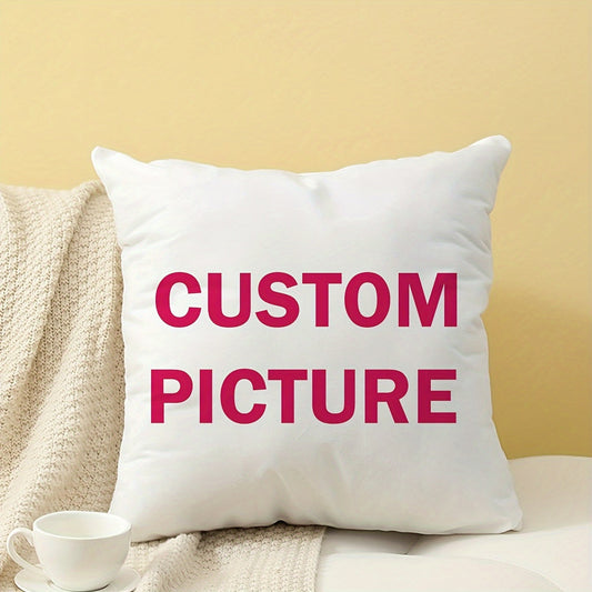 Personalized Pet Photo Pillow made from a Soft Polyester Blend - 45x45cm Size with Single-Sided Print. Ideal Christmas Present for Dog and Cat Enthusiasts, Suitable for Personalization.