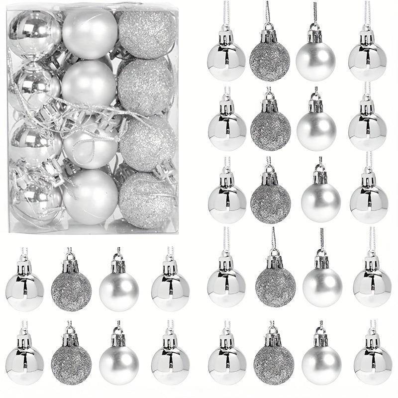 24-piece set of mini shatterproof Christmas tree ornaments for party decorations and supplies.