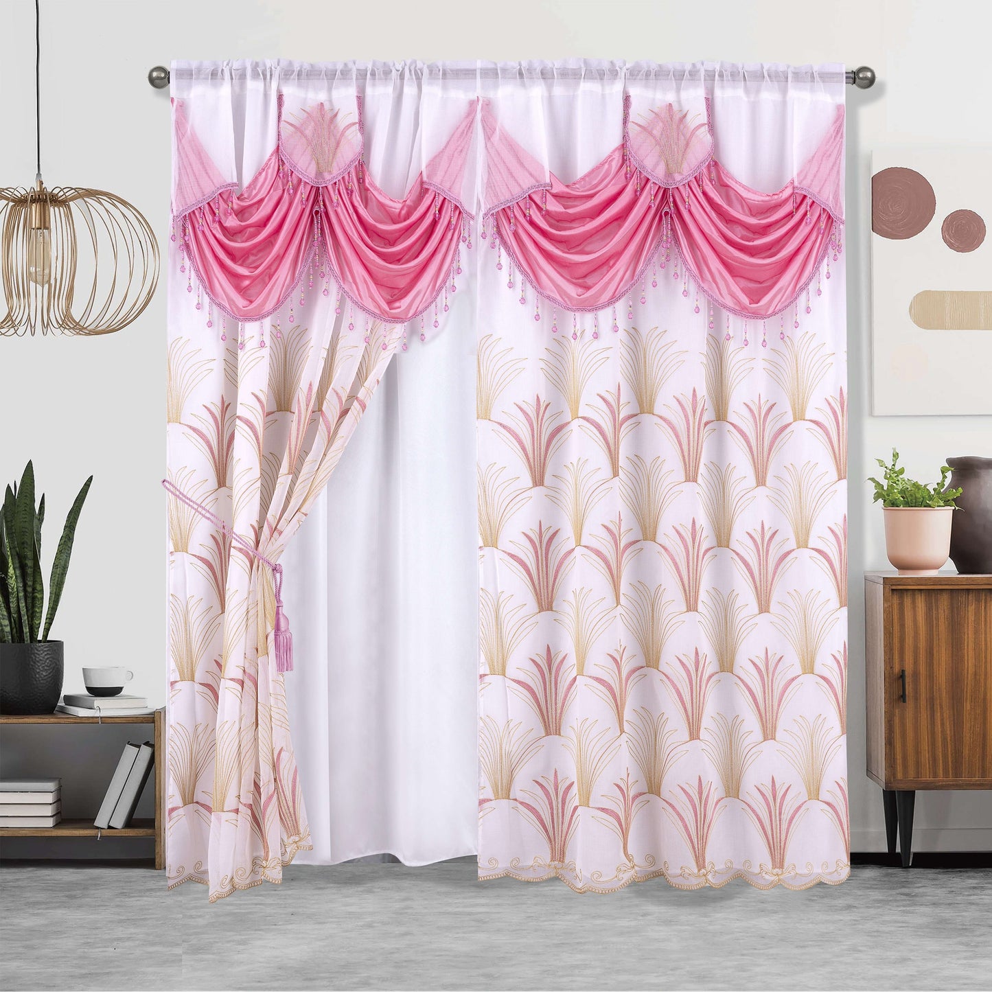 One piece of embroidered double-layer curtain, perfect for enhancing home décor, suitable for living room or bedroom, measuring 132.08 x 213.36 cm.