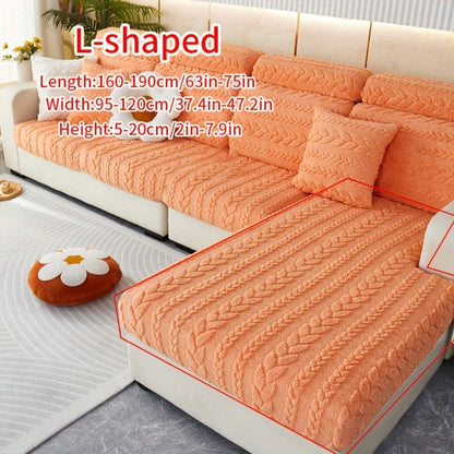 Wheat Sheaf Pattern Plush Sofa Cover, Cat Scratch Resistant, Elastic Fit for 1-4 Seater Sofas, Non-Slip, Machine Washable, Ideal for Multiple Rooms