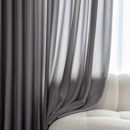 Classic Gray Velvet Curtain for Privacy & Home Decor - Semi-Sheer, Rod Pocket Design - Ideal for Living Room, Bedroom, or Office - 1 Piece