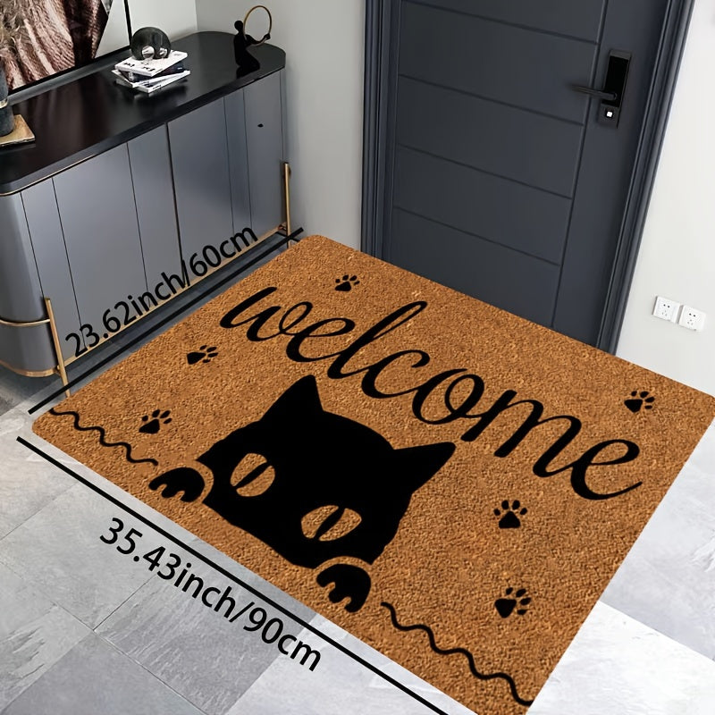 Creative Monogram Print Kitchen Mat featuring a Cute Kitten Paw Pattern, Anti-fatigue Bathroom Pad, Washable Area Rug, Perfect for Living Room Bedroom Entryway Home Decor. Great Indoors Room Supplies and Bedside Accessories. Ideal Spring Decor Gift.