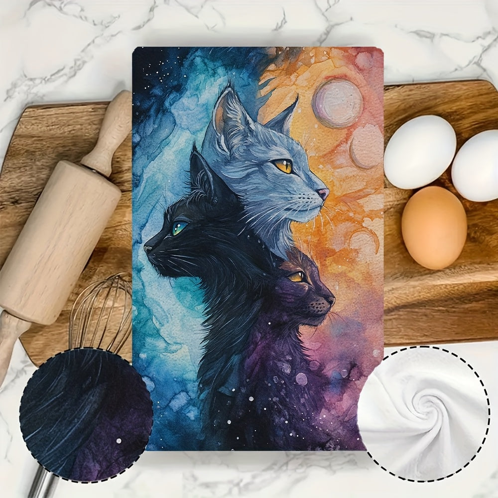 2 pieces of luxurious Thunderclan Pride kitchen towels, ultra soft and highly absorbent for holiday decor. Machine washable and measuring 16x24 inches in size. Model number: 2KYSYS1218704