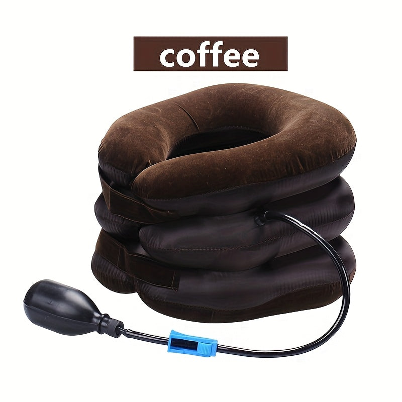 Use this portable inflatable neck stretcher and traction pillow to relieve neck discomfort and stress on-the-go. An ideal holiday gift for friends and family.