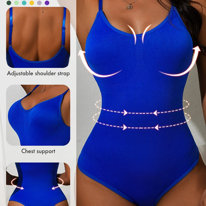 Elegant slimming bodysuit with high support, tummy control, butt lift, ribbed detail, made of lightweight nylon-elastane blend for waist shaping, no padding.